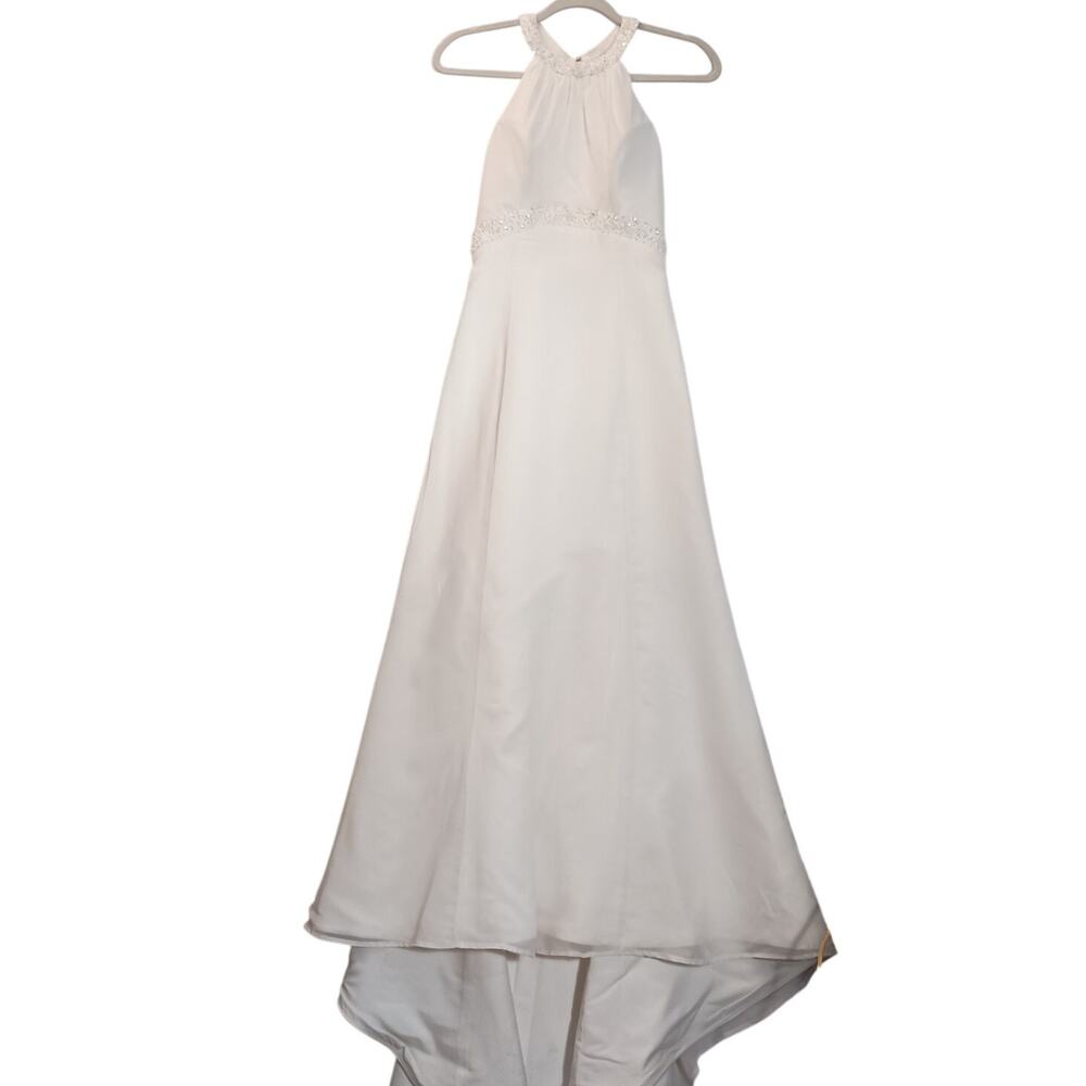 Dineh Collection Wedding Dress Halter Top, Open Back, Empire Waist, Beaded SZ 10